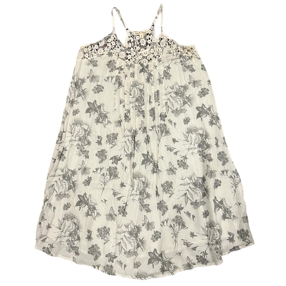 Hem & Thread Floral Dress Size Small Gray White Adjustable Spaghetti Straps